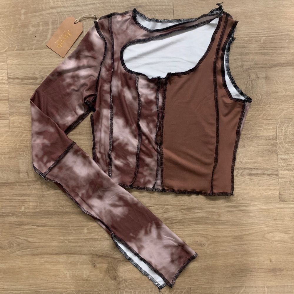One Sleeved Brown Top